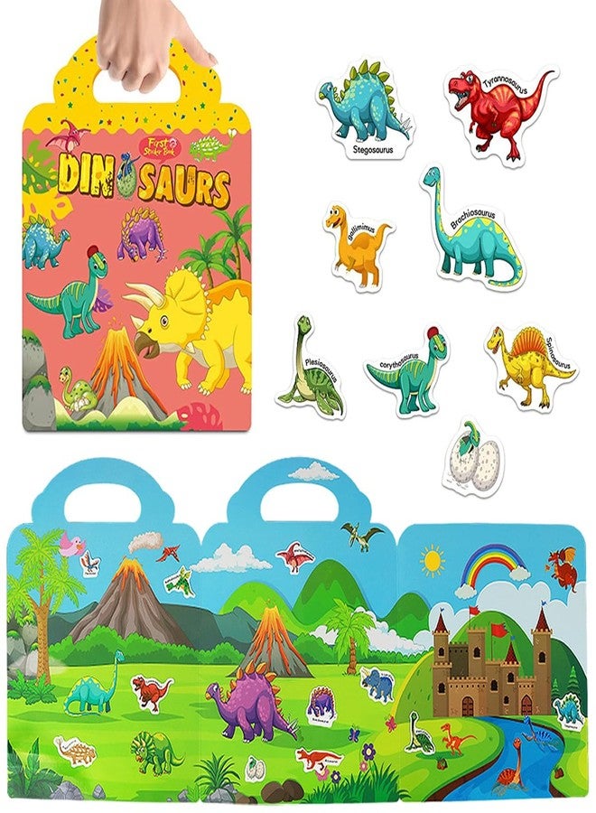 Yowlieu Reusable Sticker Books for Kids, Travel Removable Toddler Dinosaur Sticker Books for 3 4 5 Year Old Girls Boys Birthday Gifts Educational Learning Toys - Image 2